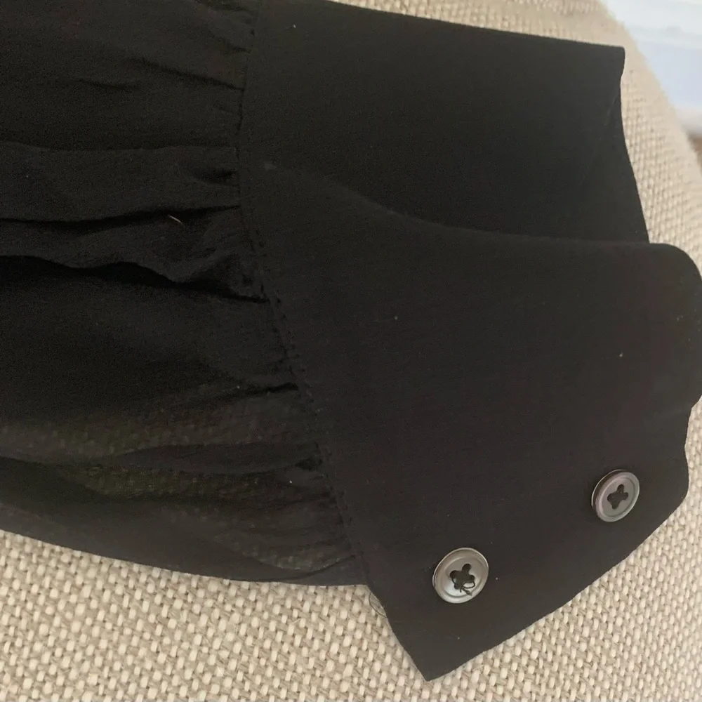 SZ 2 Theory Black Mini Long Sheer Sleeve Dress - Picture 5 of 7